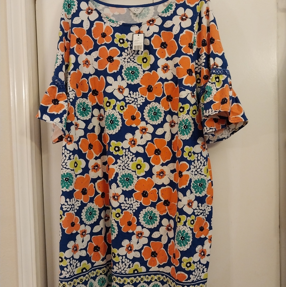 NWT 2x Crown and Ivy Cotton knit dress